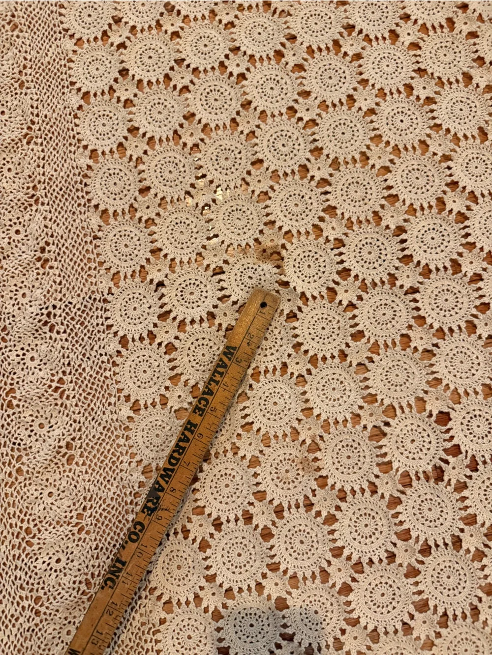 Handmade Crochet Lace Tablecloth Cream 57x87 cottage prarie country